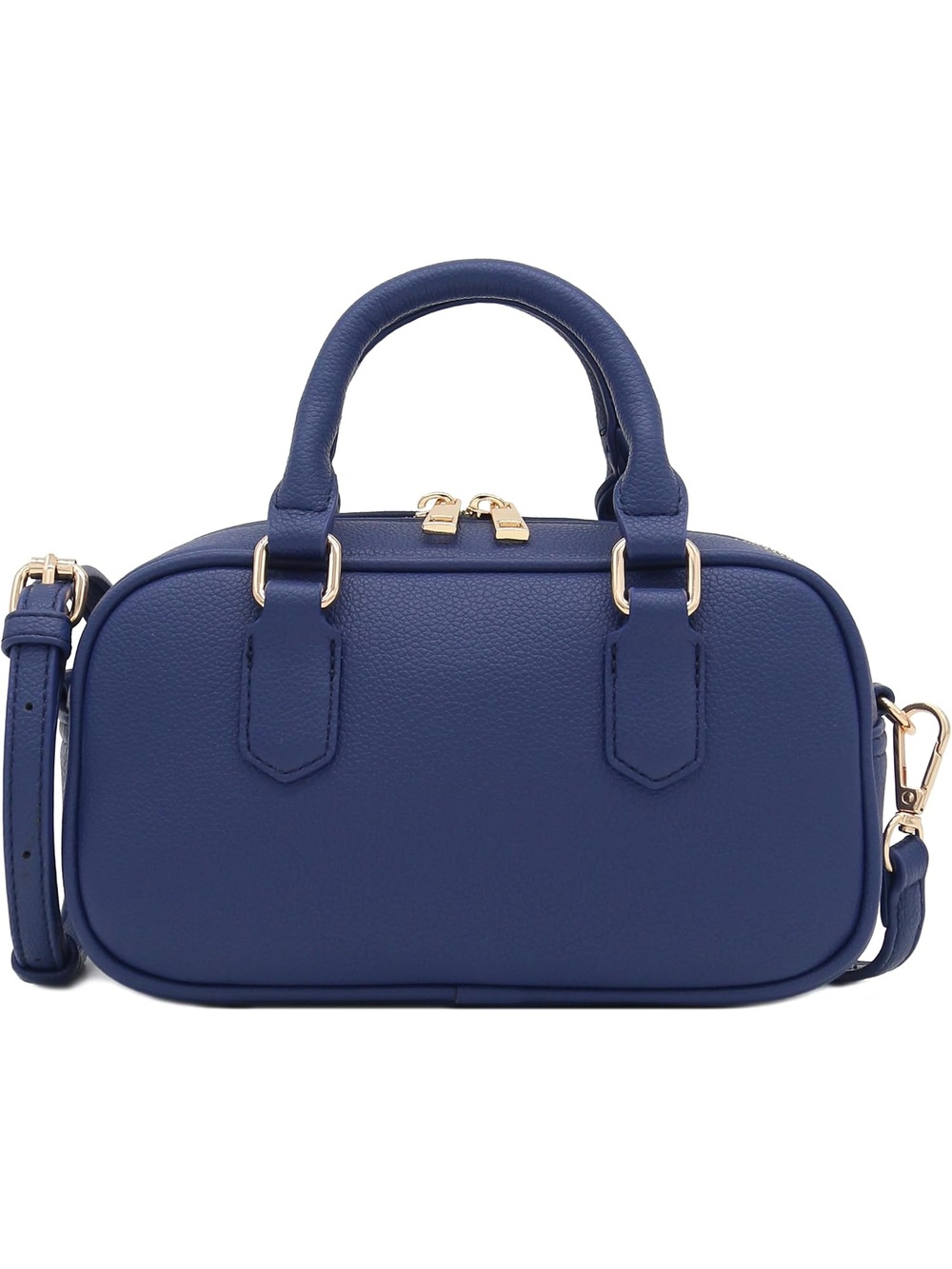 〽️ Women's Navy Mini PU Leather Satchel Purse Top Handle Crossbody Bag